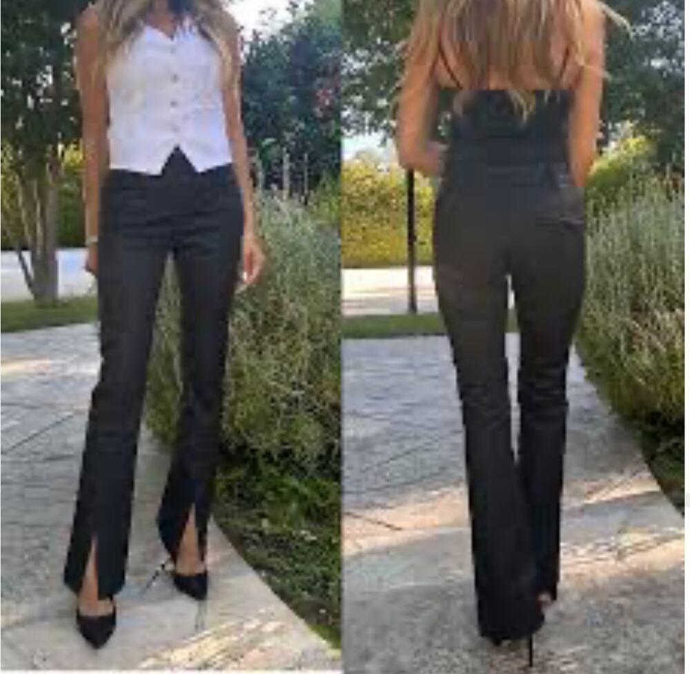Bevy Flog Adele pull-on Pant 24 Black Slit Hem Corporate Goth Matrix-Core Edgy